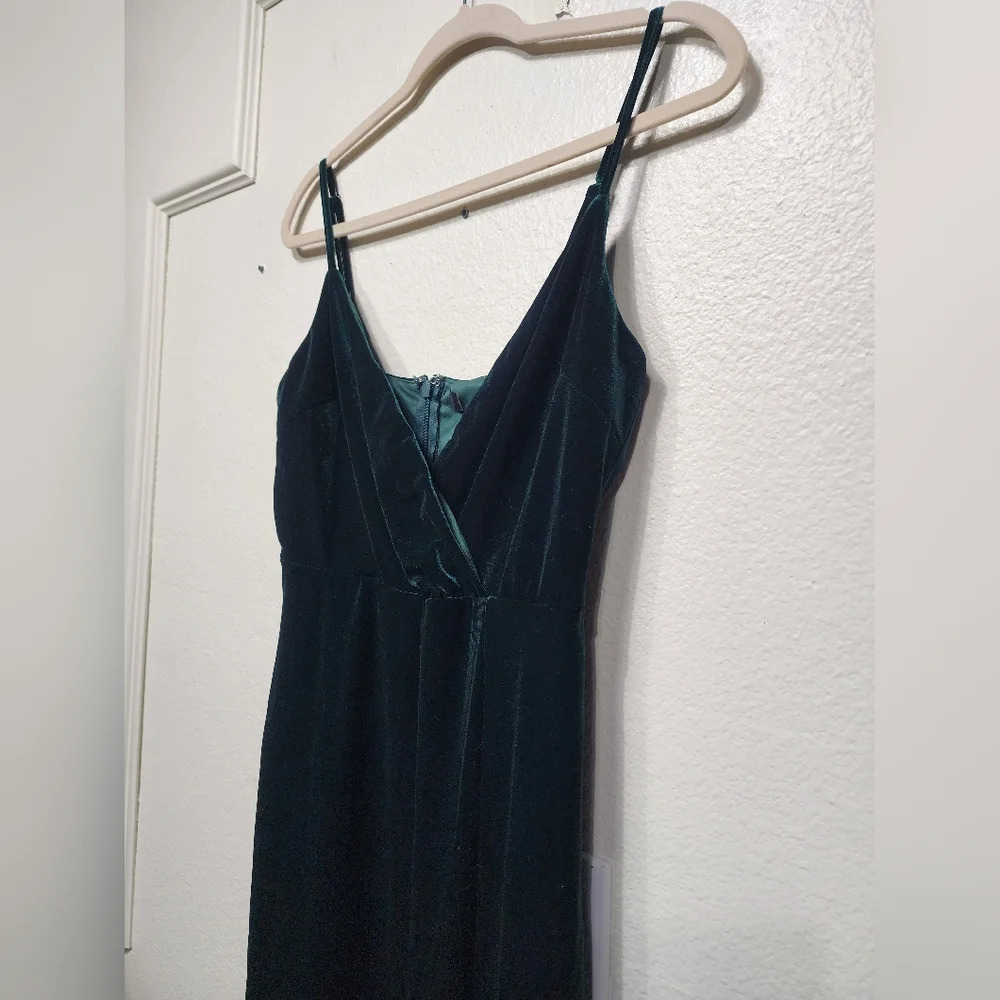 Lulus Graceful Glamour Emerald Green Velvet Surplice Maxi Dress Wedding Party - Picture 7 of 10